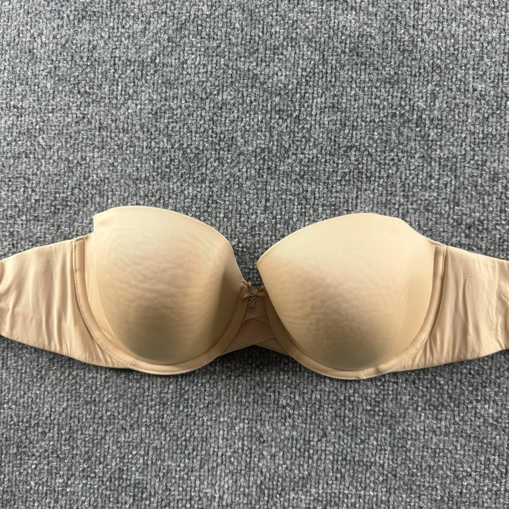 Victoria's Secret Push Up Bra Womens 34D Beige Strapless Padded Underwire Smooth